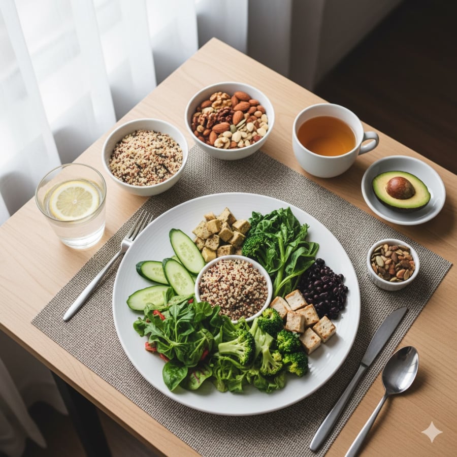 Chế độ ăn cân bằng, giàu thực phẩm chống viêm đóng vai trò quan trọng trong việc kiểm soát axit uric.