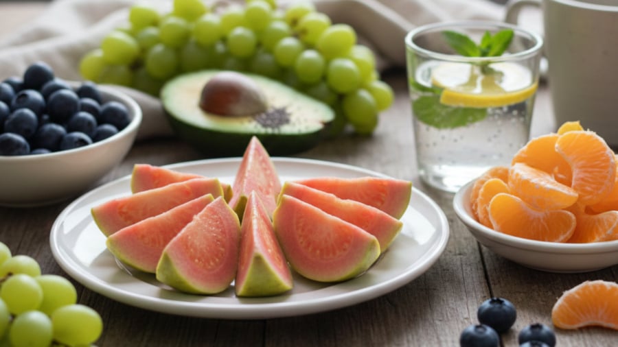 Ổi giàu chất xơ và vitamin, phù hợp bổ sung vào khẩu phần ăn hằng ngày của người lớn tuổi.