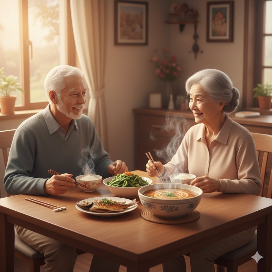 Chế độ ăn uống điều độ, sinh hoạt có nề nếp là nền tảng quan trọng giúp người sau 70 tuổi sống khỏe và minh mẫn.