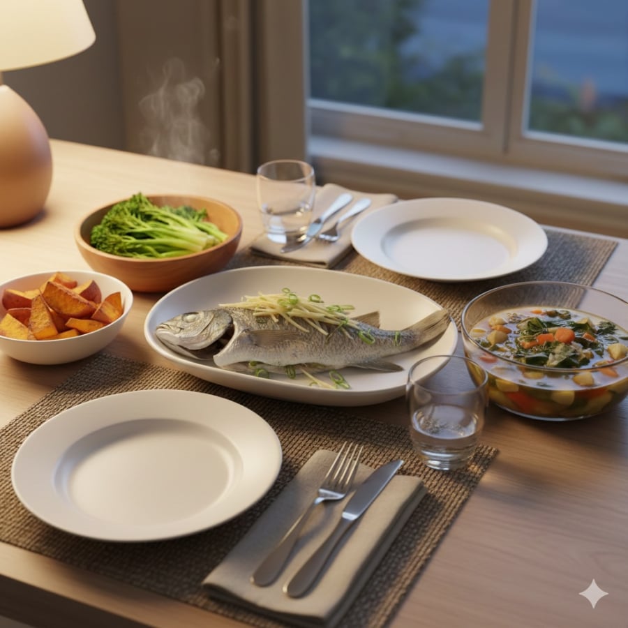 Bữa tối nhẹ nhàng, đủ chất giúp hạn chế tích mỡ bụng và kiểm soát cân nặng hiệu quả trước Tết.