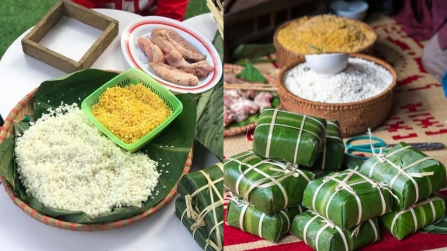 Lá dong cần được làm sạch, để thật ráo nước rồi mới đem gói bánh.