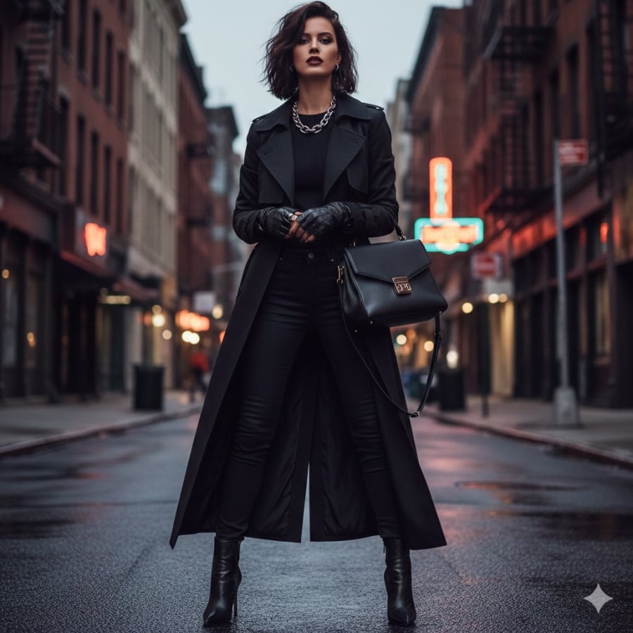 Quần denim đen và boots cao gót giúp đôi chân trông dài và gọn hơn rõ rệt.