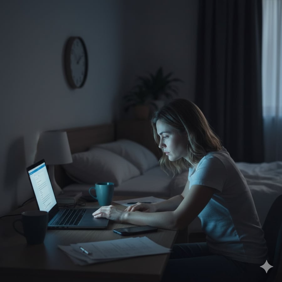 Thói quen thức khuya và tiếp xúc ánh sáng xanh làm rối loạn đồng hồ sinh học, ảnh hưởng lâu dài đến sức khỏe.