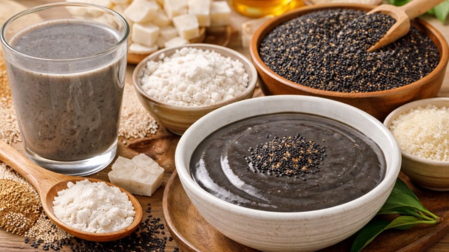 Bột sắn dây kết hợp với mè đen giúp thanh nhiệt, bổ máu