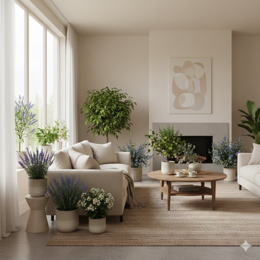 Những chậu cây có hương thơm tự nhiên không chỉ làm đẹp không gian mà còn giúp căn nhà luôn dễ chịu, thoáng mát.