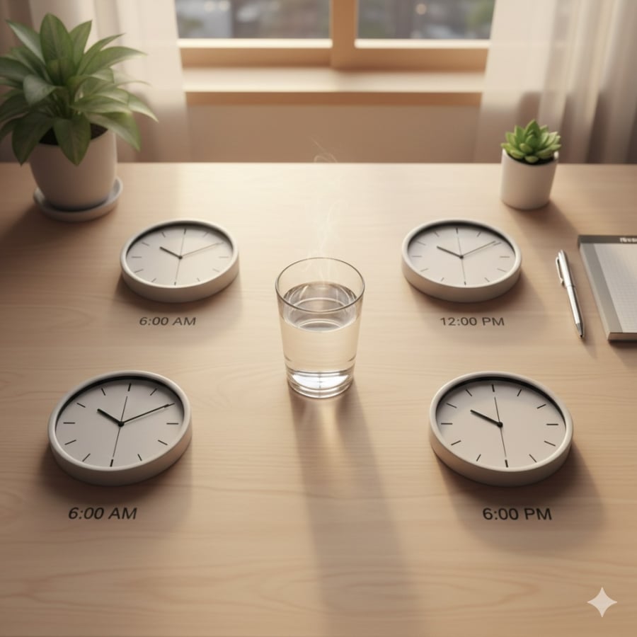 Uống nước đúng khung giờ giúp giảm cảm giác đói và hạn chế ăn vặt trong ngày.