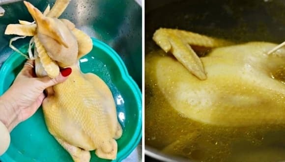 Khi chọn gà luộc nguyên con để bày mâm lễ hoặc tạo dáng cánh tiên, nên ưu tiên gà trống chưa thiến, mới tập gáy. 