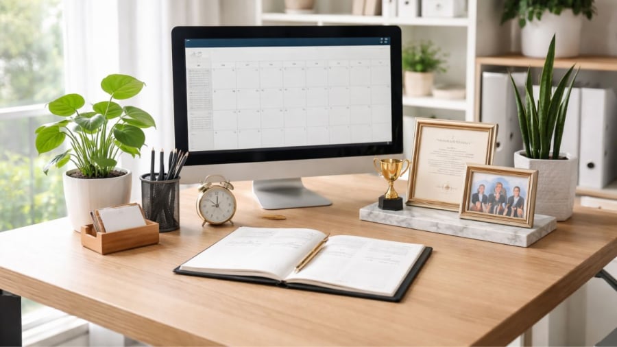 Chú ý sắp xếp bàn làm việc