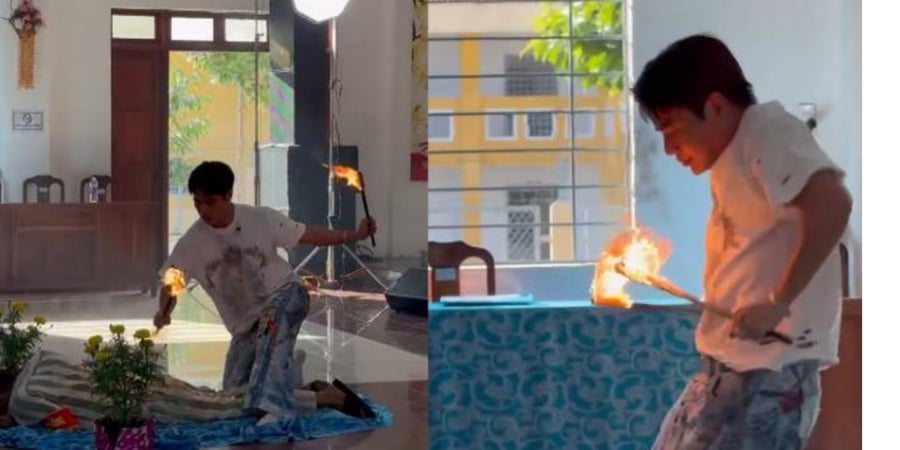 Lê Dương Bảo Lâm múa lửa ở trại giam