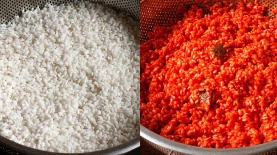 Gạo cần ngâm nước trước khi trộn cùng gấc.