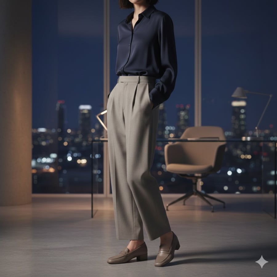 Loafer là lựa chọn cân bằng giữa sự chỉn chu và thoải mái cho ngày làm việc dài.