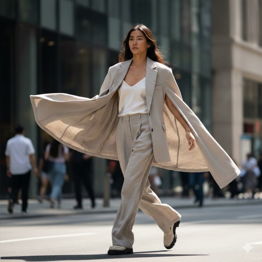 Blazer dáng cape từng được ưa chuộng nhưng không còn phù hợp để diện Tết 2026 do kém tiện lợi và khó ứng dụng.