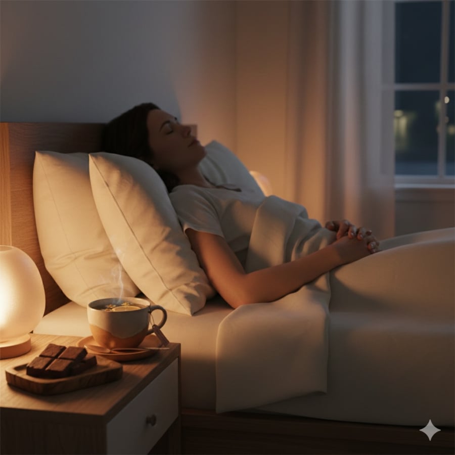 Nhâm nhi một lượng nhỏ sô cô la đen trước giờ ngủ có thể giúp cơ thể thư giãn và dễ đi vào giấc ngủ hơn.