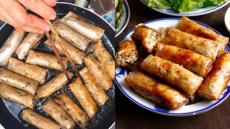 Khi rán nem, bạn nên rán hai lần để nem giòn và không ngấm dầu.