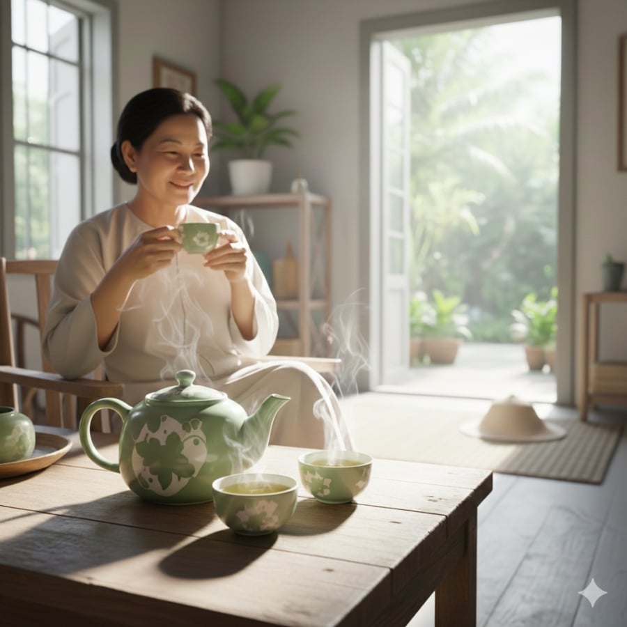 Duy trì thói quen uống trà xanh kết hợp sinh hoạt điều độ được xem là một yếu tố có lợi cho việc phòng ngừa nguy cơ đột quỵ.