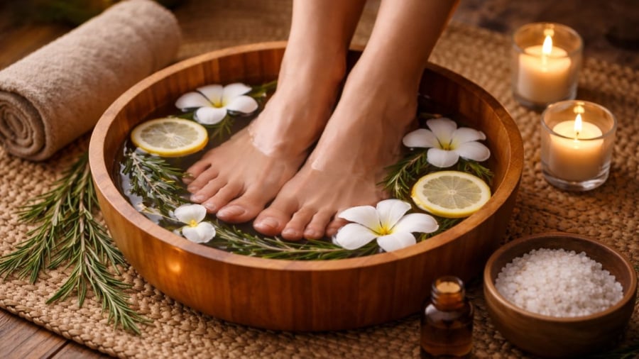 Có thể thêm thảo mộc vào nước ngâm chân
