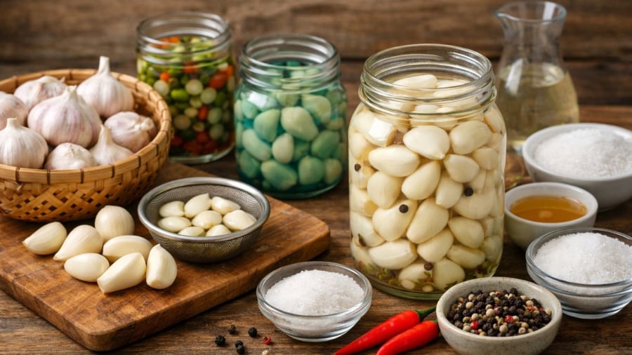 Tỏi ngâm bị xanh là do phản ứng xảy ra không phải do tỏi hỏng