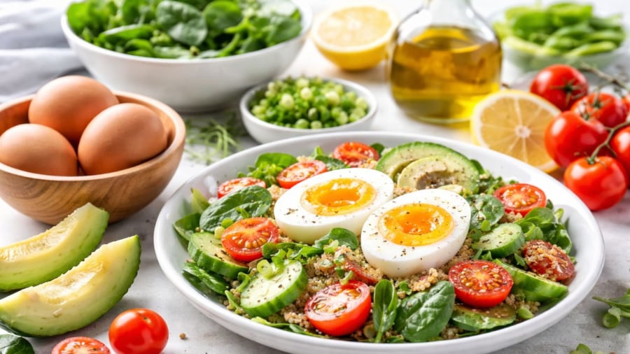 Khi dùng trứng giảm cân nên ăn dạng luộc.hấp, hạn chế chiên rán