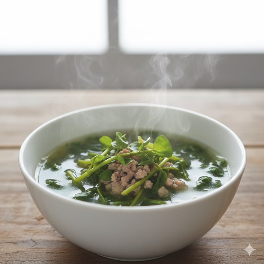 Canh cải xoong là món quen thuộc trong bữa cơm Việt, vừa dễ ăn vừa giàu dưỡng chất.