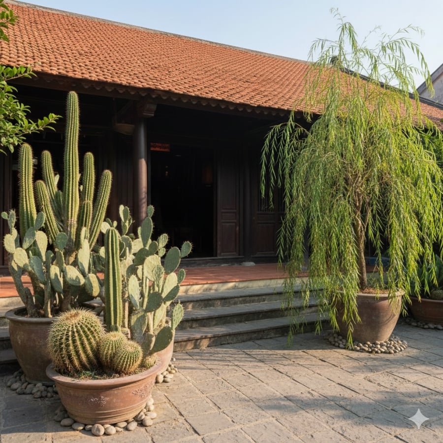 Xương rồng và cây liễu là những loại cây thường được khuyên hạn chế trồng trong năm Bính Ngọ theo quan niệm phong thủy dân gian.