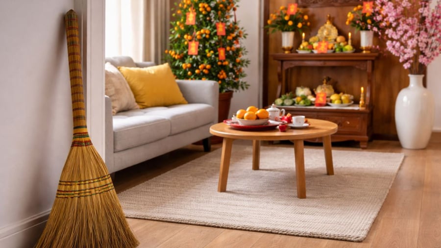 Chớ đặt chổi đã quét trước nhà ngày Tết