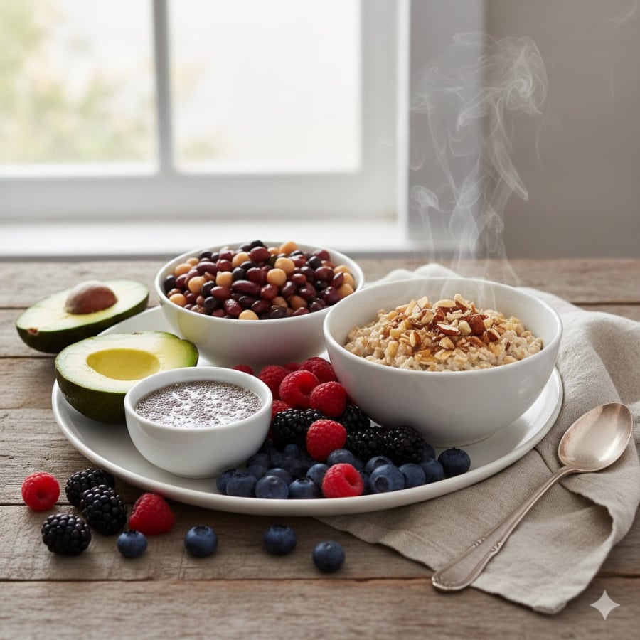 Đa dạng nguồn chất xơ tự nhiên giúp tiêu hóa ổn định và no lâu hơn.