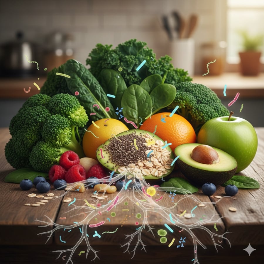 Chất xơ là nguồn “thức ăn” nuôi dưỡng hệ vi sinh đường ruột khỏe mạnh.  