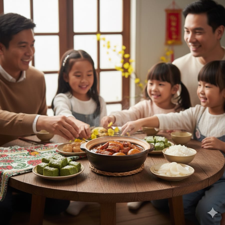 Nồi thịt kho được xem là chi tiết không thể thiếu, gửi gắm mong ước hanh thông và sum vầy đầu năm.