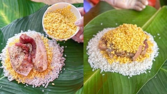  Dùng đỗ xanh chín giúp nhân dễ định hình, không lẫn vào gạo khi gói và khi cắt bánh sẽ thấy rõ từng lớp nếp – đỗ – thịt đẹp mắt. 