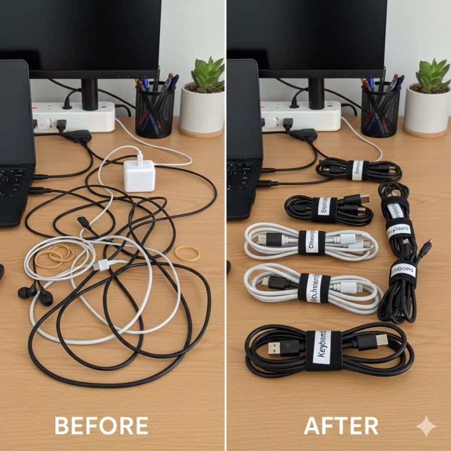 Sắp xếp và làm sạch dây cáp không chỉ gọn gàng hơn mà còn giảm nguy cơ hỏng hóc, quá nhiệt.