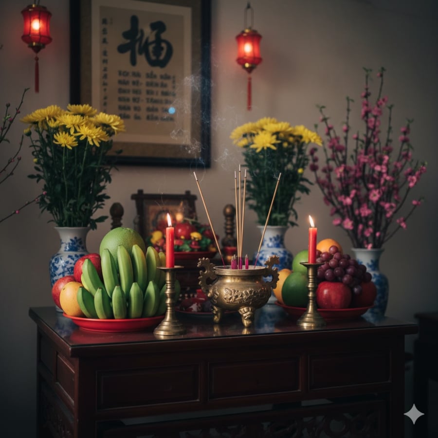 Thành tâm lễ gia tiên mùng 1 Tết là nét đẹp truyền thống, thể hiện lòng biết ơn và mong cầu bình an.