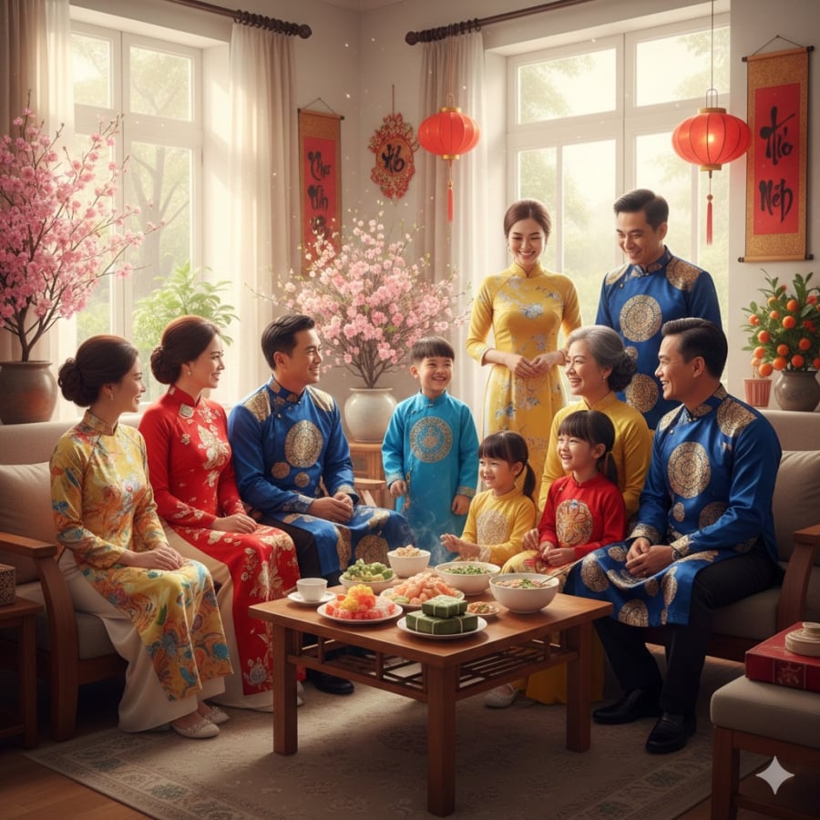 Sáng mùng 1 Tết, không khí sum họp và sự chỉn chu được xem là khởi đầu tốt cho cả năm mới.