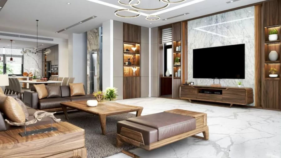 Phòng khách của căn nhà được sắp xếp gọn gàng, mọi người thường xuyên tụ họp được xem là điềm lành.