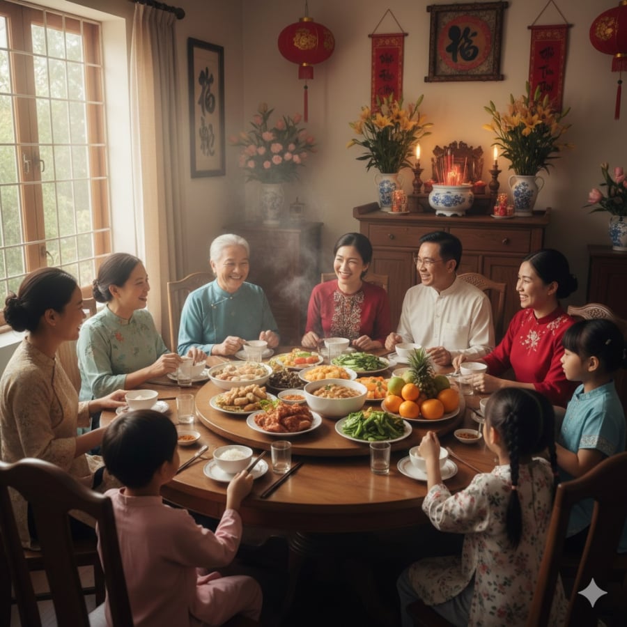 Chia lộc sau lễ cúng không chỉ là phân chia vật phẩm mà còn là dịp gắn kết các thành viên trong gia đình.