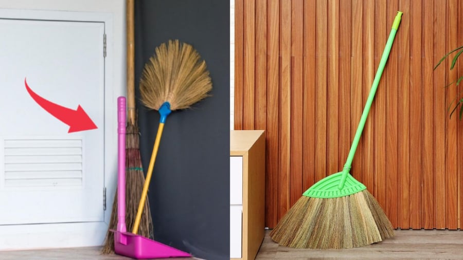 Gia chủ không nên đặt chổi ở ngay cửa ra vào.