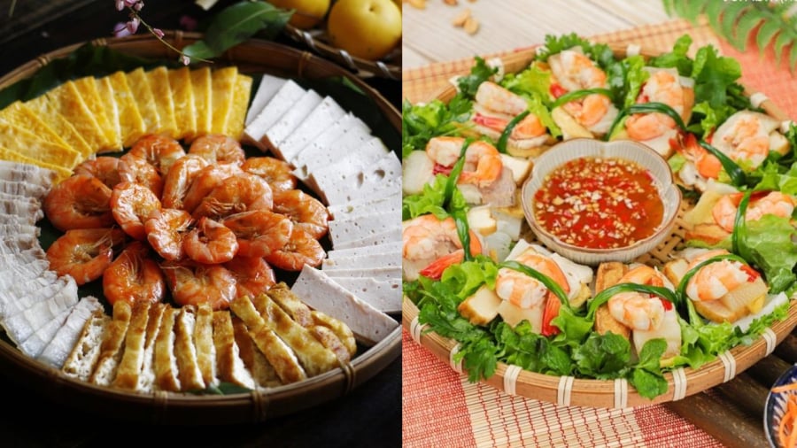 Bạn có thể tận dụng giò chả ngày Tết để làm món cuốn hành.