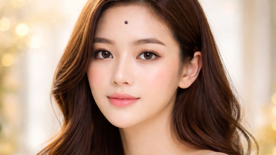 Nốt ruồi ở vị trí giữa trán được xem là dấu hiệu may mắn