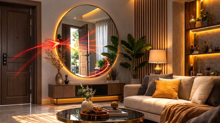 Nhiều gia đình để gương trong phòng khách nhưng chú ý nếu đặt sai vị trí thì có thể gây hại