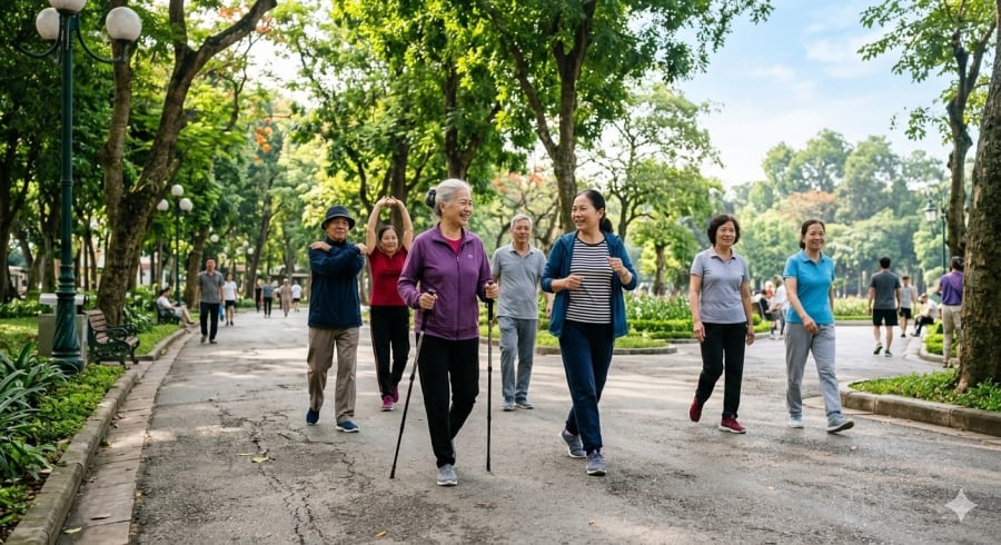 Duy trì vận động thường xuyên giúp người sau 60 tuổi giữ cân nặng hợp lý và bảo vệ khối cơ.