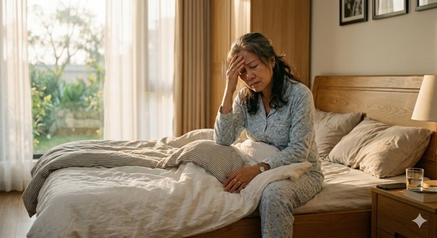 Nhiều phụ nữ sau 40 tuổi dù ngủ đủ 7–8 tiếng vẫn cảm thấy mệt mỏi khi thức dậy.