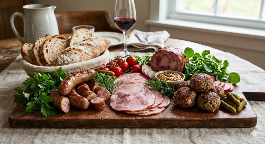 Thịt chế biến sẵn như xúc xích, giăm bông hay thịt viên được nhiều gia đình sử dụng vì tiện lợi nhưng cần hạn chế ăn thường xuyên.