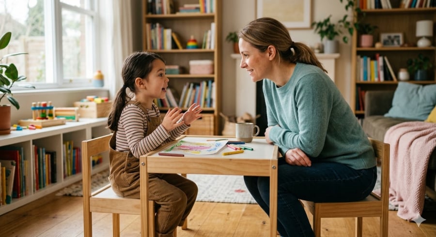 Sự lắng nghe trọn vẹn giúp trẻ tự tin bày tỏ và tin vào giá trị của bản thân.