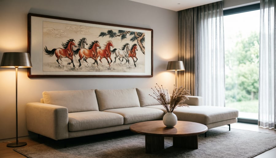 Tranh ngựa được nhiều gia đình lựa chọn để tạo điểm nhấn và gợi cảm giác năng động trong không gian sống.