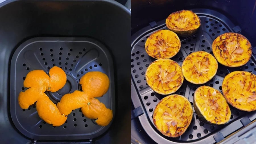 Bạn có thể sử dụng nồi chiên không dầu để làm nóng vỏ cam, chanh, bưởi... để khử mùi hôi trong nhà.