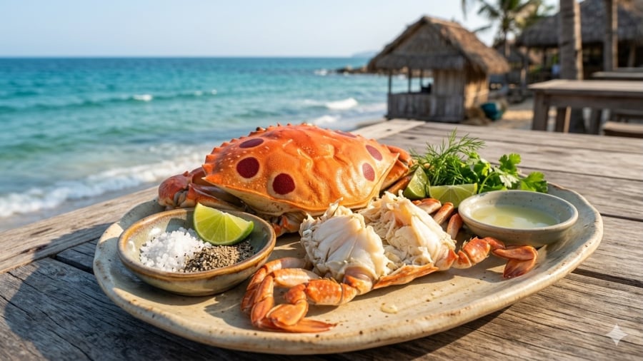 Cua mặt trăng Phú Quý thường được hấp để giữ trọn vị ngọt tự nhiên của thịt.