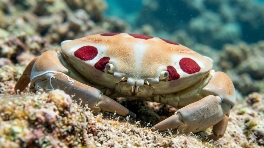 Cua mặt trăng Phú Quý gây ấn tượng với lớp mai có các đốm tròn giống hình mặt trăng.