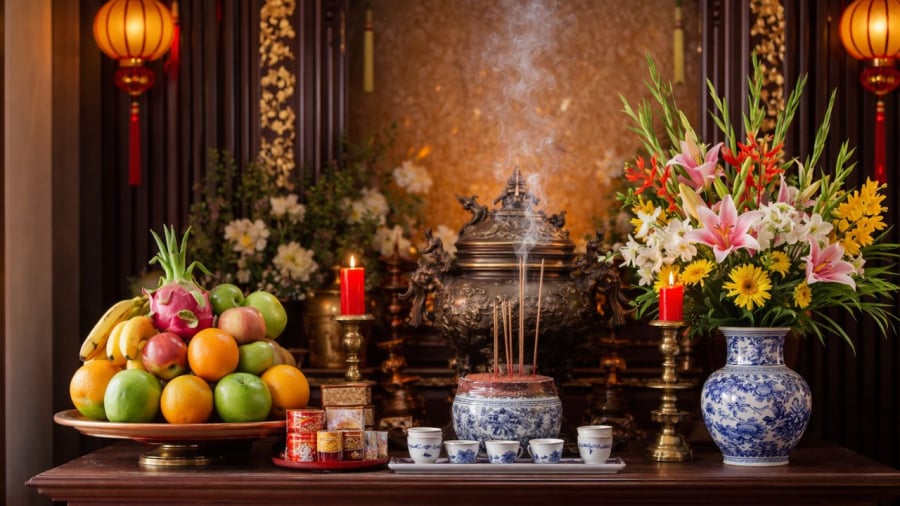 Vì sao bình hoa thắp hương thường đặt bên trái ban thờ? Lý do ít người hiểu đúng 19 Bình hoa thường đặt theo quy luật Đông bình Tây quả