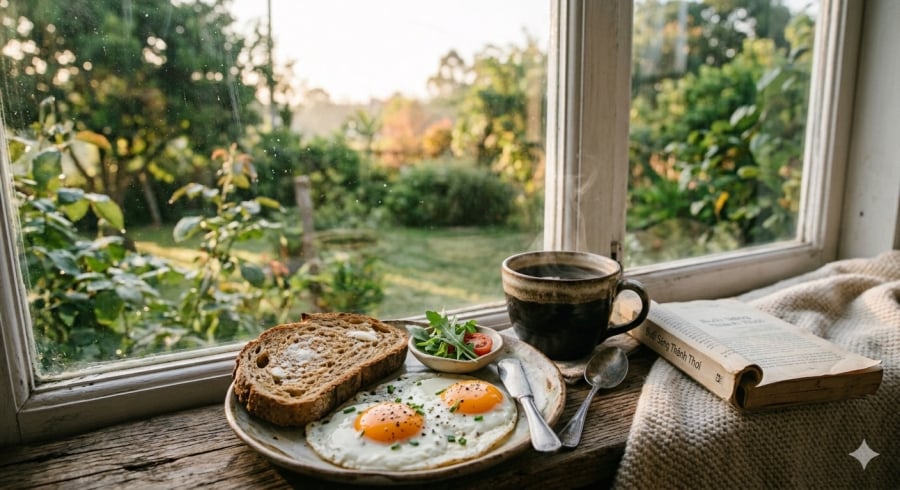 Kết hợp cà phê với bữa sáng giàu protein giúp duy trì năng lượng ổn định trong ngày