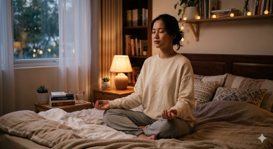 Thói quen thư giãn nhẹ trước khi ngủ giúp cơ thể dễ đi vào giấc ngủ sâu