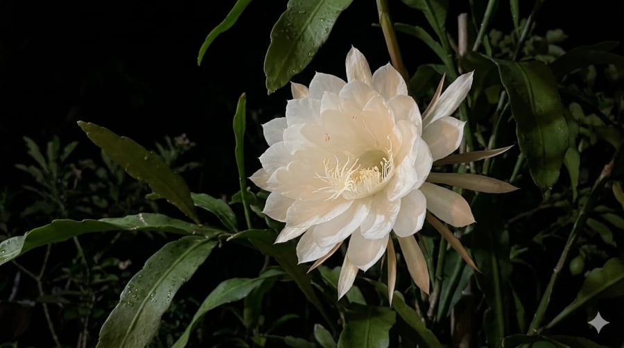 Cách biến khu vườn buổi tối thơm ngát chỉ với 6 loại cây dễ trồng 21 Khoảnh khắc hoa quỳnh nở – vẻ đẹp mong manh nhưng đầy cuốn hút trong đêm.